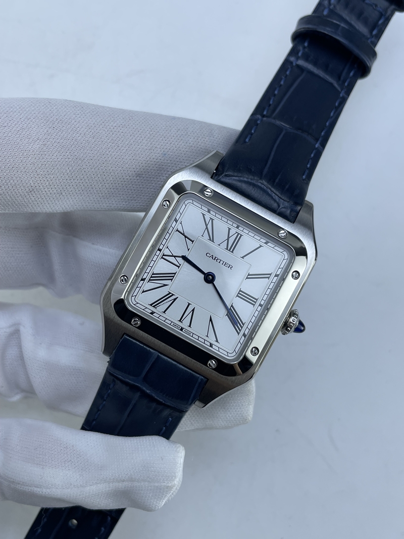 (준비완료/특급배송)NO.3753/AF공장 산토스31MM 실버다이얼 블루악어가죽스트랩